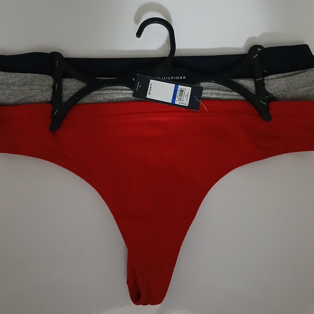 NWT Tommy Hilfiger Red ,blue and Gray Thong Set